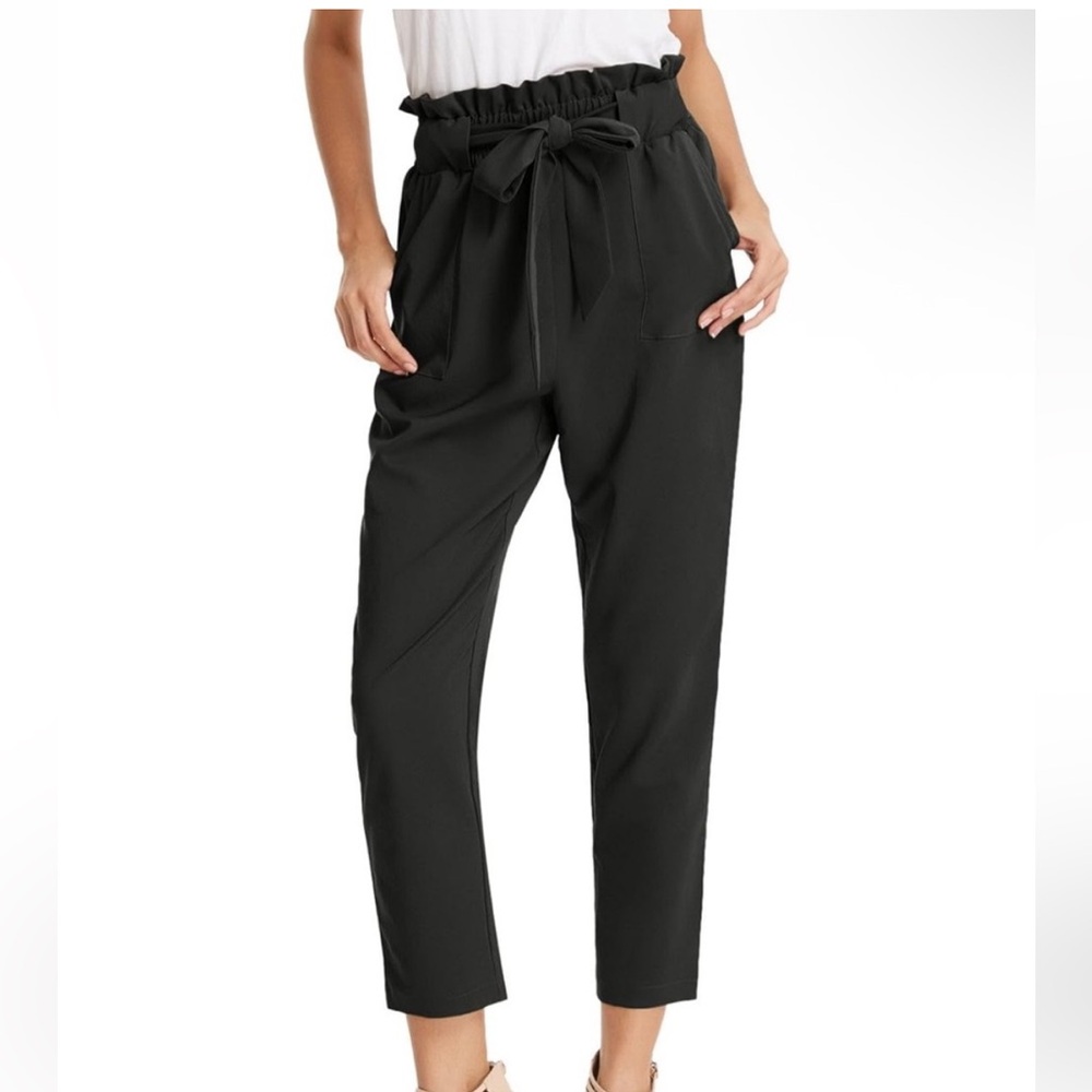 ✅ Grace Karin Black Paperbag Waist Jumpsuit with Tie Belt